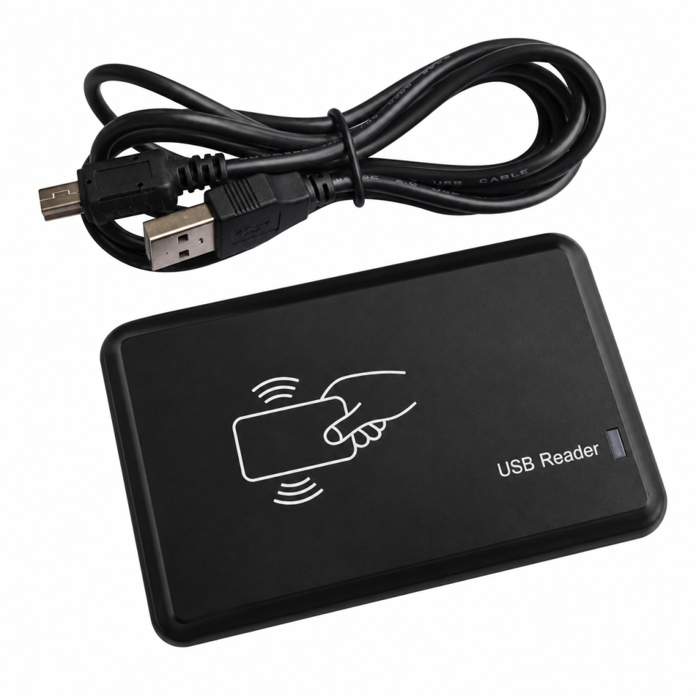 Cititor carduri RFID negru 125 kHz, iesire 10H, conexiune USB, reader pentru cartele si taguri de proximitate [1]