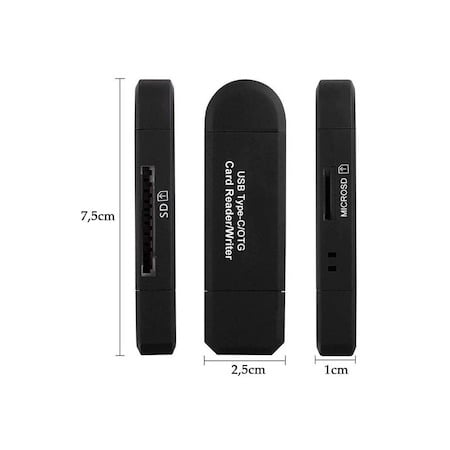 Cititor de card, SD si micro SD (TF), 5 in 1, USB, MicroUSB, Type-C, Multifunctional, Compatibilitate universala, Negru [7]