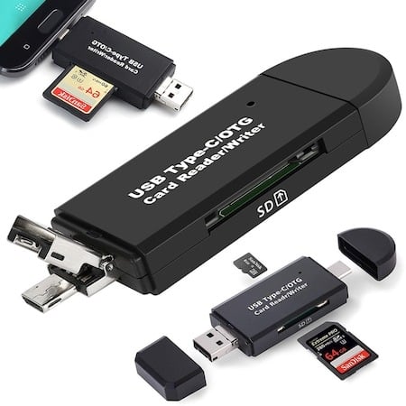 Cititor de card, SD si micro SD (TF), 5 in 1, USB, MicroUSB, Type-C, Multifunctional, Compatibilitate universala, Negru [5]