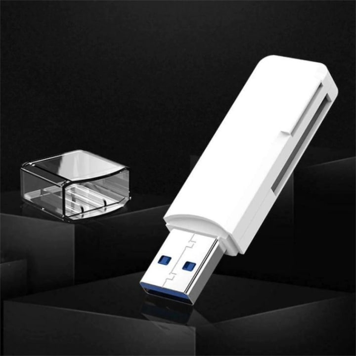 Cititor de carduri 2in1 pentru SDXC si microSDXC, indicator LED, viteza transfer 2.0 - Alb [3]