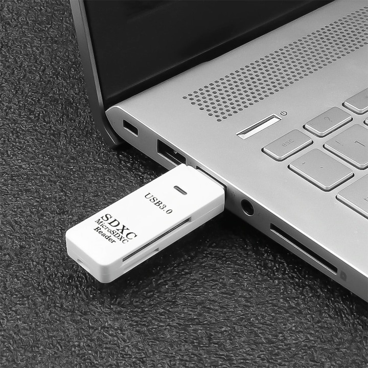 Cititor de carduri 2in1 pentru SDXC si microSDXC, indicator LED, viteza transfer 2.0 - Alb [2]