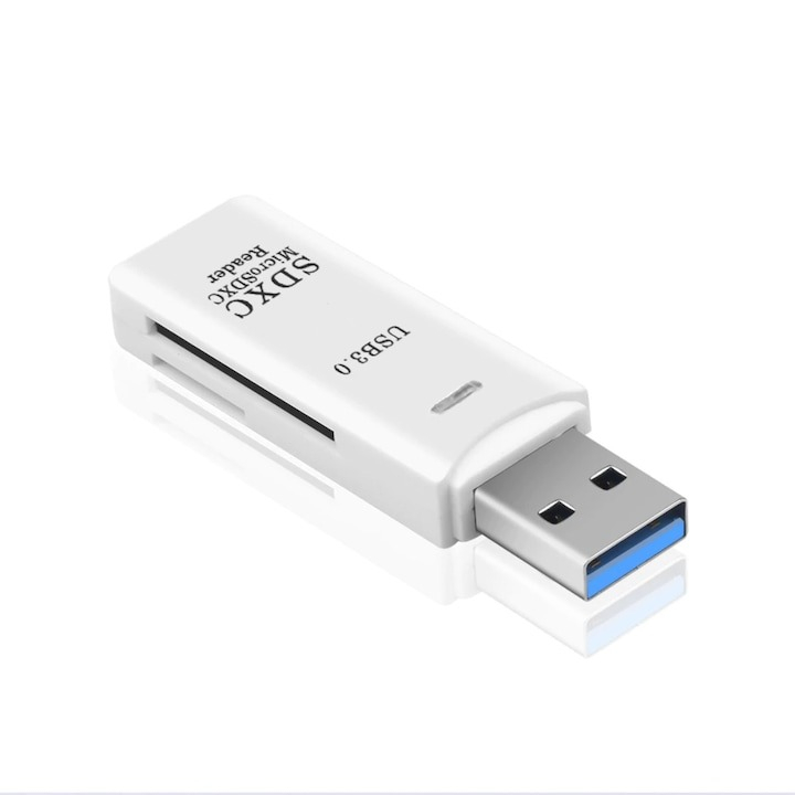 Cititor de carduri 2in1 pentru SDXC si microSDXC, indicator LED, viteza transfer 2.0 - Alb [4]