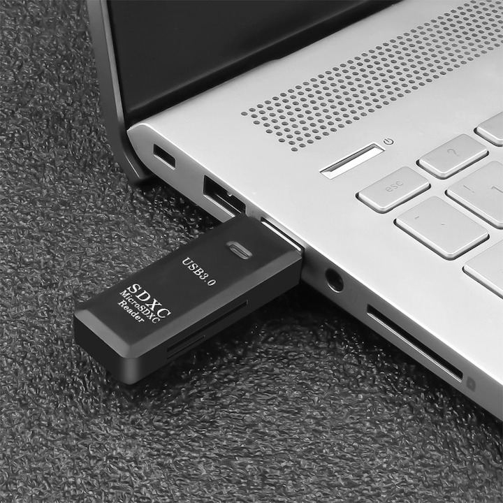 Cititor de carduri 2in1 pentru SDXC si microSDXC, indicator LED, viteza transfer 2.0 - Negru [2]