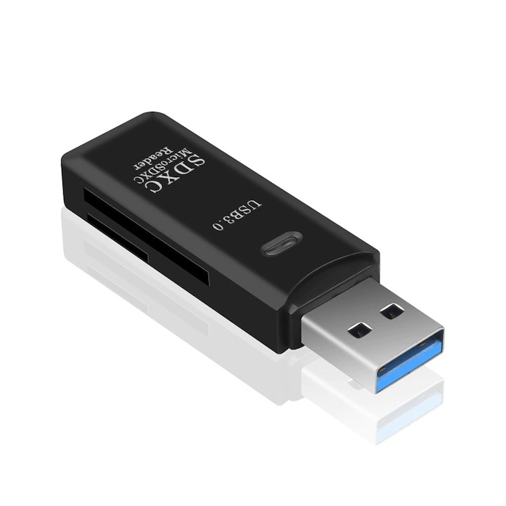 Cititor de carduri 2in1 pentru SDXC si microSDXC, indicator LED, viteza transfer 2.0 - Negru [3]