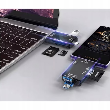 Cititor de carduri de memorie universal 5in1,  Plastic, 128 GB - Negru [7]