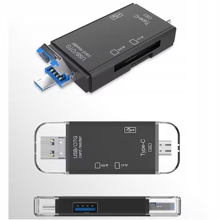 Cititor de carduri de memorie universal 5in1,  Plastic, 128 GB - Negru [4]