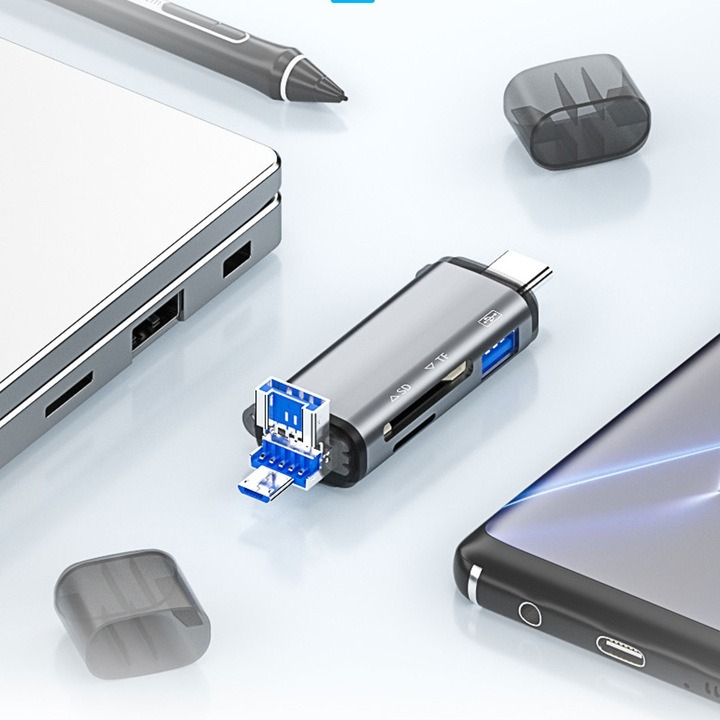 Cititor de carduri multifunctional 6in1, viteza de transfer ridicata 3.0 - Gri [5]