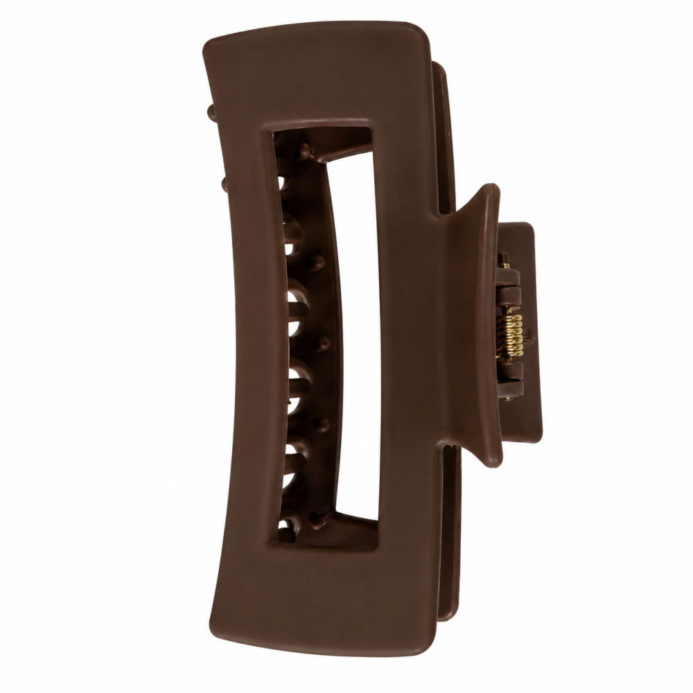 Clama de par maro inchis 10.3 x 5 cm, cleste robust din plastic rigid, fixare rapida pentru par lung, des si voluminos [3]