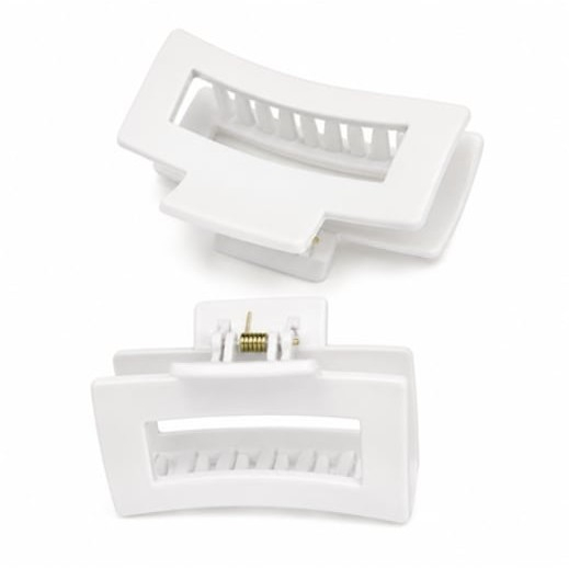 Clama par alba 10.3 x 5 cm, cleste lat din plastic rigid, fixare sigura pentru coc, coada si par lung [2]
