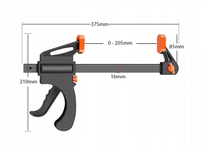 Clema de tamplarie, dulgherie tip maner, sistem precis cu actionare rapida, marime 205 mm [2]