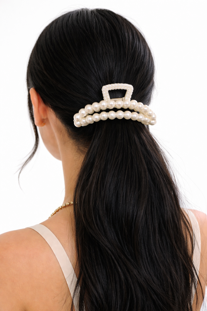 Clema par eleganta cu perle albe, prindere puternica, arc metalic rezistent, pentru coafuri rafinate [2]