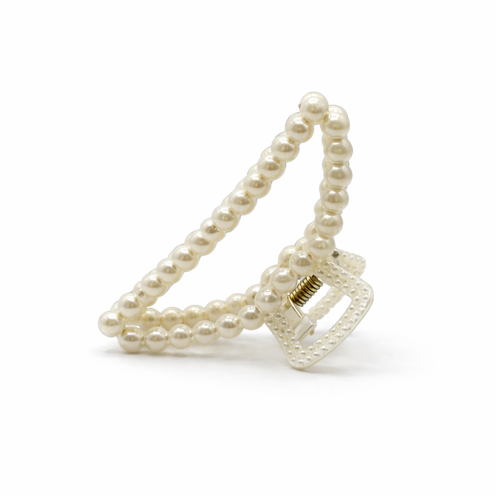 Clema par eleganta cu perle albe, prindere puternica, arc metalic rezistent, pentru coafuri rafinate [4]