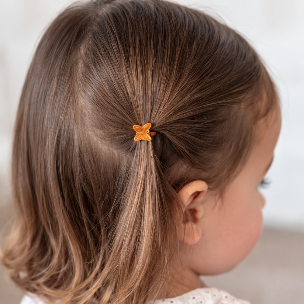 Clema par mini decorativa fluture 1 cm prindere metalica culoare portocaliu pentru coafuri copii si accesorii par [3]