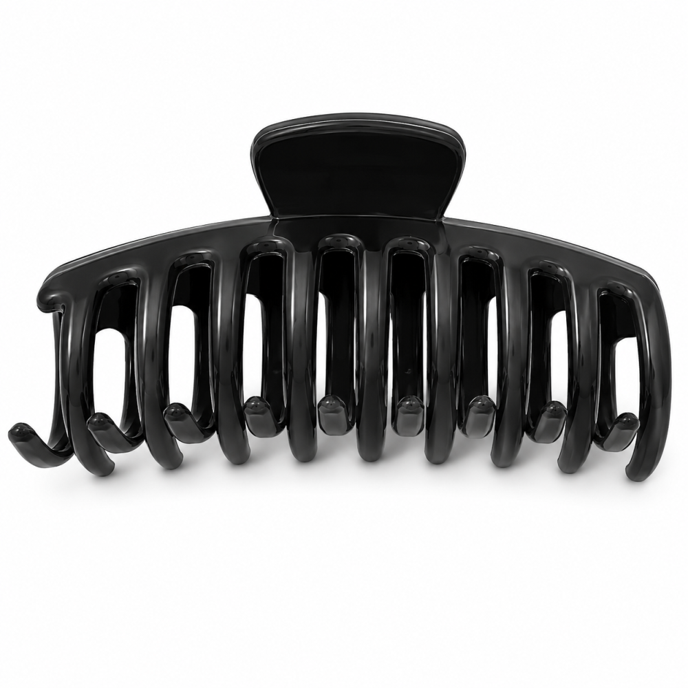 Cleste de par negru 10.9 x 4.5 cm, plastic rigid cu dinti curbati, accesoriu rezistent pentru fixarea parului lung si voluminos [3]