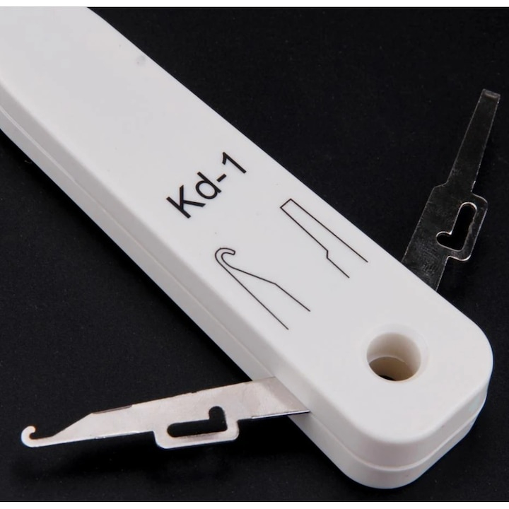 Cleste de sertizat LSA cu cutit KRONE si senzor, pentru conectarea cablurilor 0.35 mm si 0.7 mm, plastic + metal, alb, lungime 18 cm – instrument profesional pentru electricieni si tehnicieni IT [6]