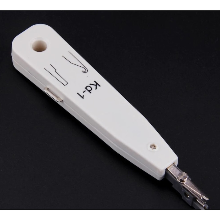 Cleste de sertizat LSA cu cutit KRONE si senzor, pentru conectarea cablurilor 0.35 mm si 0.7 mm, plastic + metal, alb, lungime 18 cm – instrument profesional pentru electricieni si tehnicieni IT [7]