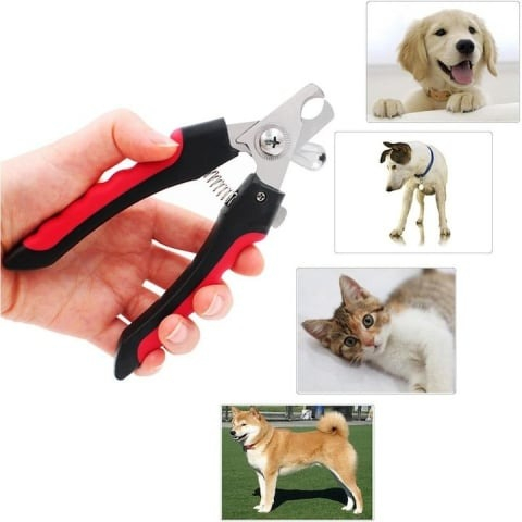 Cleste de unghii pentru animale de companie, cu incuietoare, lungime 16 cm, otel inoxidabil/plastic, rosu/negru [8]