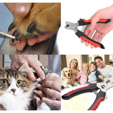 Cleste de unghii pentru animale de companie, cu incuietoare, lungime 16 cm, otel inoxidabil/plastic, rosu/negru [7]