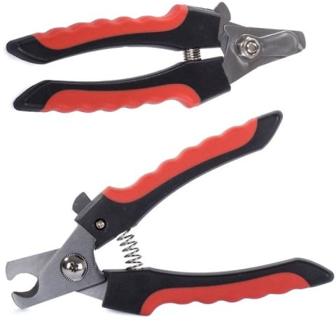 Cleste de unghii pentru animale de companie, cu incuietoare, lungime 16 cm, otel inoxidabil/plastic, rosu/negru [5]