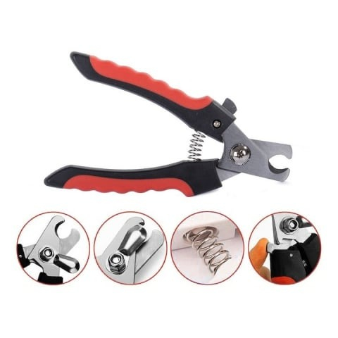 Cleste de unghii pentru animale de companie, cu incuietoare, lungime 16 cm, otel inoxidabil/plastic, rosu/negru [6]