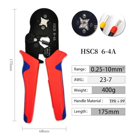 Cleste pentru sertizare, patru falci, 0.25 – 10 mm2 [6]