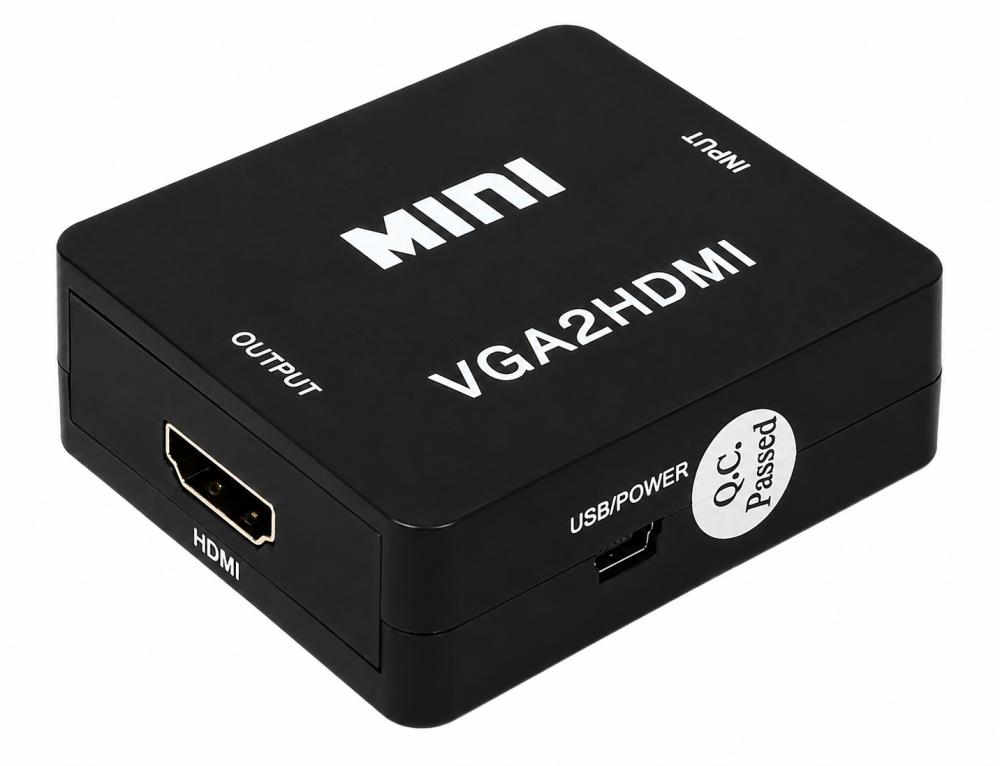 Convertor negru VGA la HDMI cu audio, alimentare USB, adaptor video cu intrare VGA si iesire HDMI pentru PC, laptop, televizor, monitor si proiector [4]