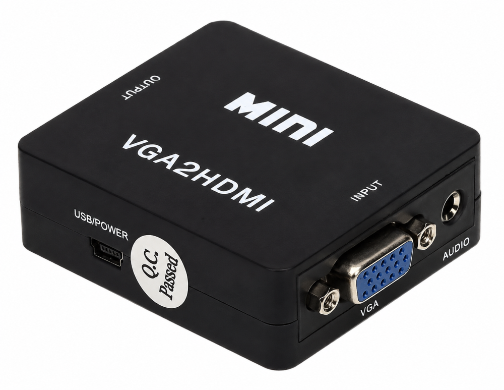Convertor negru VGA la HDMI cu audio, alimentare USB, adaptor video cu intrare VGA si iesire HDMI pentru PC, laptop, televizor, monitor si proiector [5]
