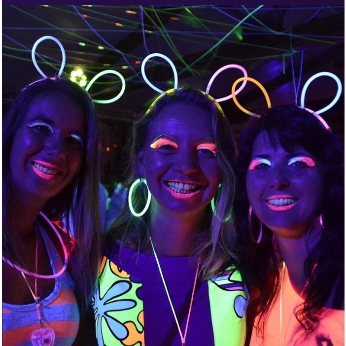 Cordeluta fluorescenta cu urechi, accesoriu Glow Party, decorativa, plastic, albastru [7]