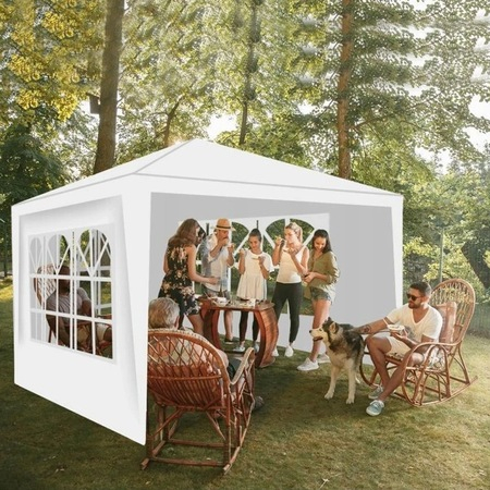Pavilion curte,gradina,evenimente 3x3 m cu 3 pereti laterali - Alb [2]