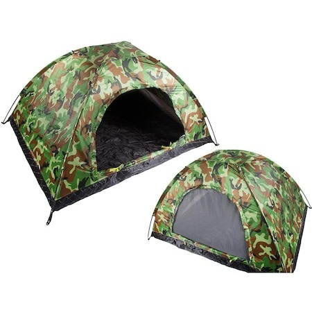 Cort camping, 2 persoane, impermeabil, cu husa, camuflaj, 200x150x110 cm [2]