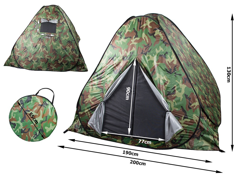 Cort camping pentru 4 persoane, 200 x 200 x 130 cm, cu husa, impermeabil, model camuflaj [8]