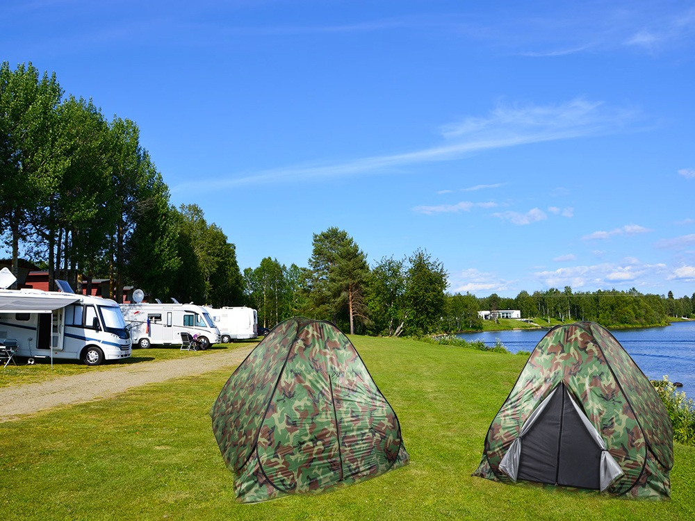 Cort camping pentru 4 persoane, 200 x 200 x 130 cm, cu husa, impermeabil, model camuflaj [13]