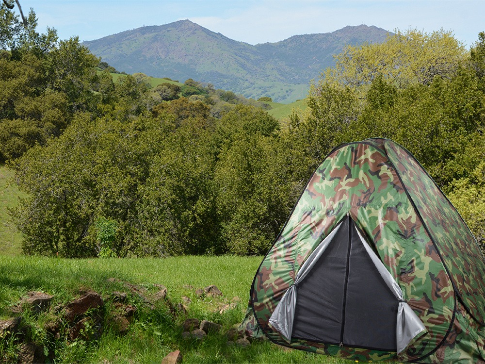 Cort camping pentru 4 persoane, 200 x 200 x 130 cm, cu husa, impermeabil, model camuflaj [14]