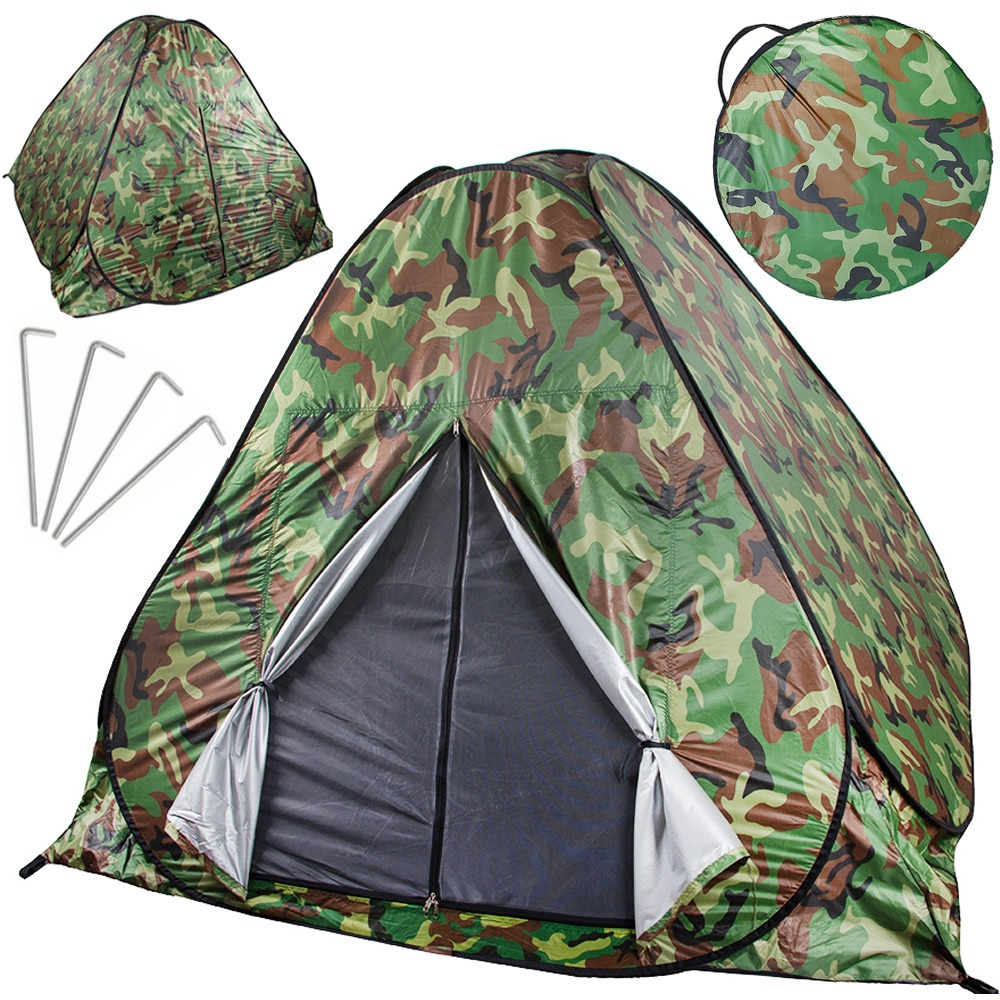 Cort camping pentru 4 persoane, 200 x 200 x 130 cm, cu husa, impermeabil, model camuflaj [15]