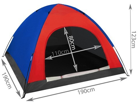 Cort camping cu plasa anti insecte,pentru 2-3 persoane,190x190x123 cm - Albastru/Rosu [8]