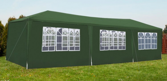 Cort,pavilion de curte,gradina,evenimente 3x9 m cu 8 pereti laterali cu ferestre - Verde [7]