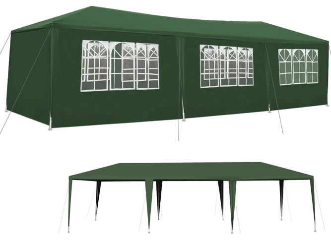 Cort,pavilion de curte,gradina,evenimente 3x9 m cu 8 pereti laterali cu ferestre - Verde [4]