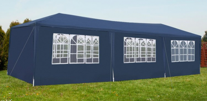  Cort,pavilion de curte,gradina,evenimente 3x9 m cu 8 pereti laterali cu ferestre - Albastru [6]