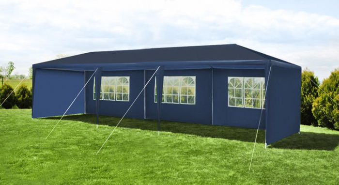  Cort,pavilion de curte,gradina,evenimente 3x9 m cu 8 pereti laterali cu ferestre - Albastru [4]