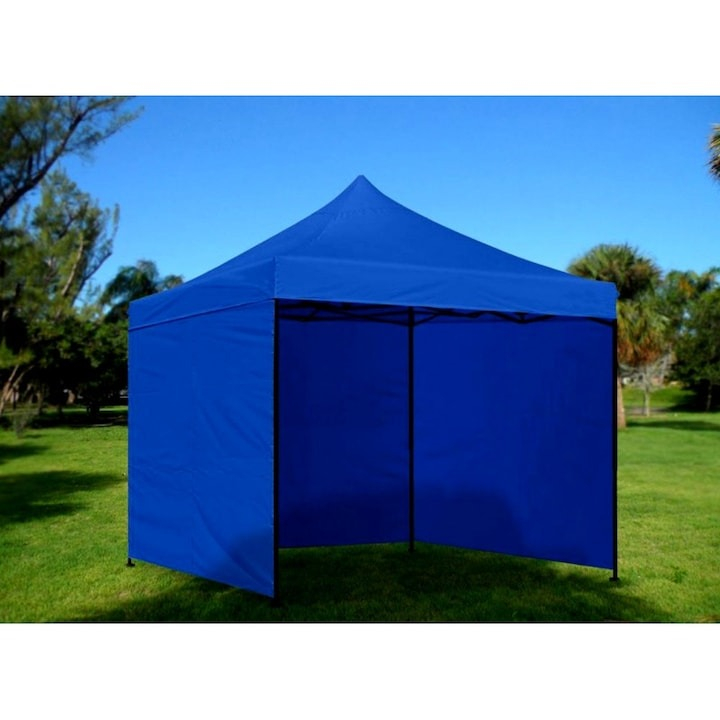 Cort pavilion pliabil de gradina,curte,evenimete 3x3 m cu 3 pereti laterali - Albastru [3]