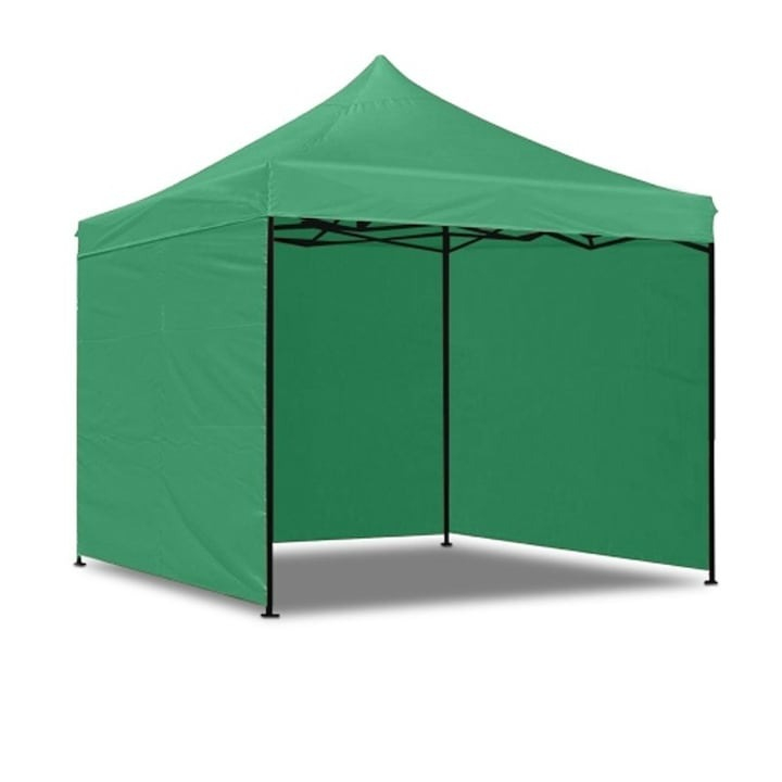 Cort pavilion pliabil de gradina,curte,evenimente 3x3 m cu 3 pereti laterali - Verde