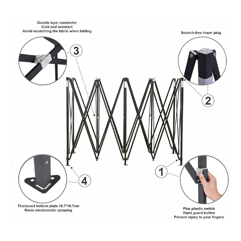 Cort pliabil evenimente 3x6 m, alb, structura metalica solida, prelata impermeabila Oxford 700D, protectie UV, picioare telescopice, deschidere tip armonica, pentru gradina, terasa si exterior [3]