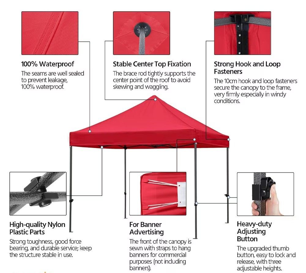Cort tip Pavilion 3x3 m, pliabil tip armonica, structura metalica solida, prelata impermeabila, protectie UV, pentru gradina, terasa, curte si evenimente [5]