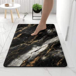 Covoras baie ultra absorbant antiderapant, uscare rapida, model marmura, 50x80 cm, confort si siguranta [2]