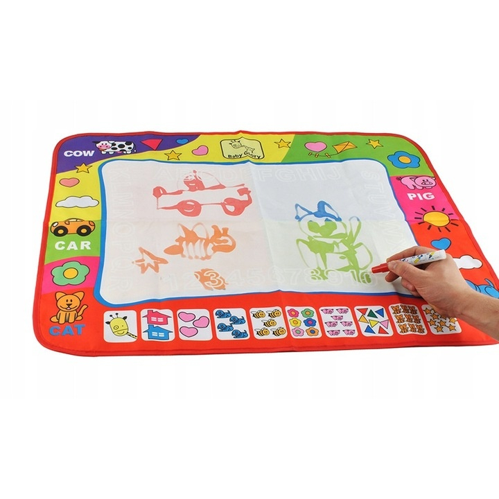 Covoras magic pentru desen reutilizabil, 58 x 78 cm, jucarie educativa fara mizerie, pentru unul sau mai multi copii, include carioci magice, multicolor [7]