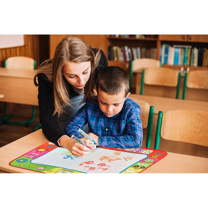 Covoras magic pentru desen reutilizabil, 58 x 78 cm, jucarie educativa fara mizerie, pentru unul sau mai multi copii, include carioci magice, multicolor [5]