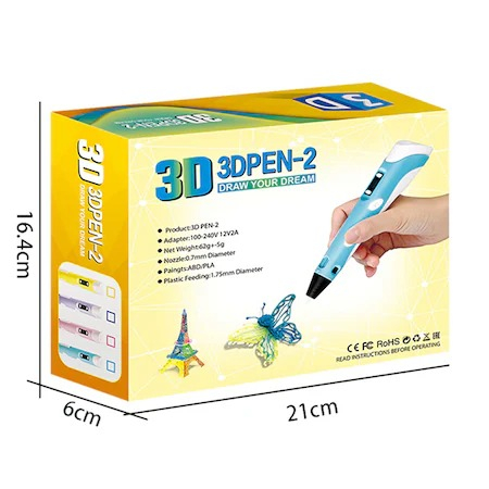 Creion 3D pentru realizare obiectelor in spatiu 3D cu filament inclus - Albastru [5]