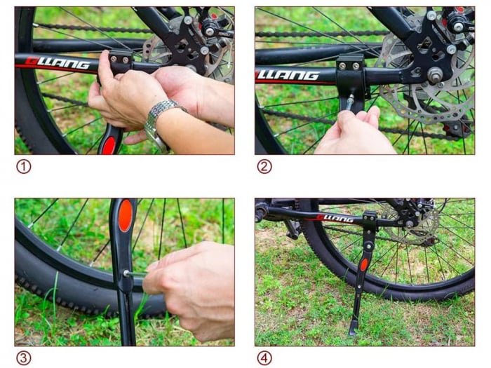 Cric universal de biciclete cu clema de fixare, aliaj de aluminiu, suruburi incluse - Negru [3]