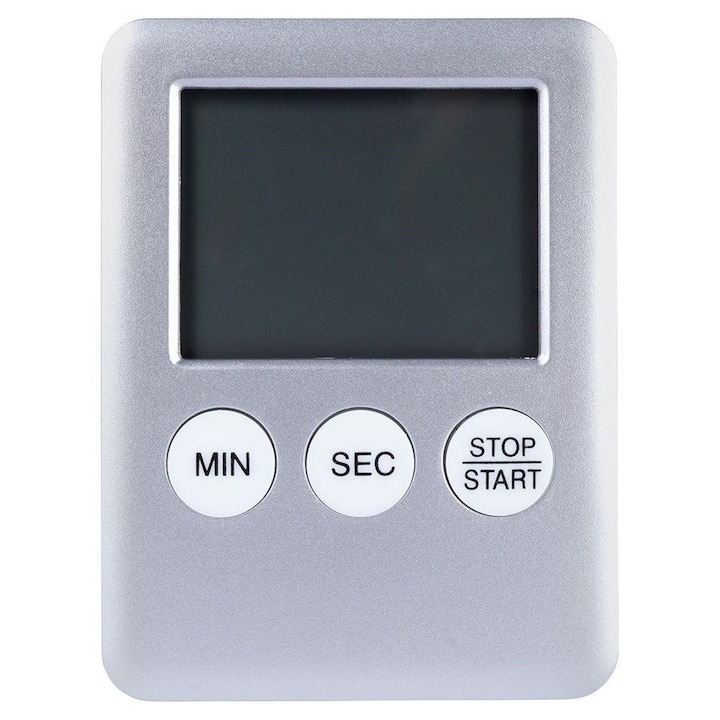 Cronometru de bucatarie, ecran LCD, plastic, magnetic, 7x5x1 cm, alb [5]