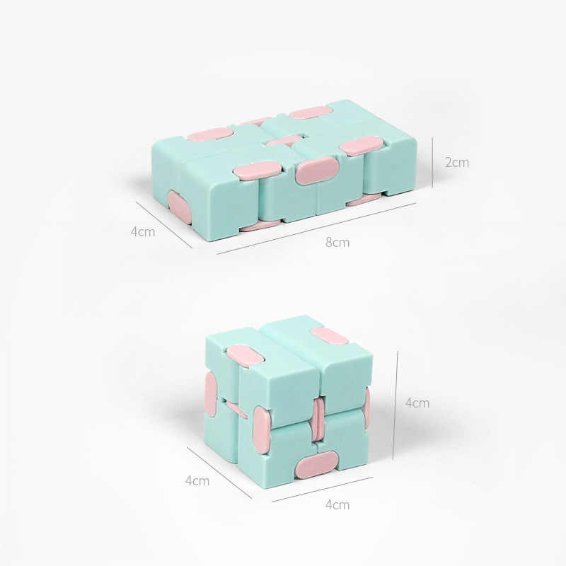 Cub antistres albastru roz 4 x 4 x 4 cm, fidget Infinity Cube pliabil din ABS [2]
